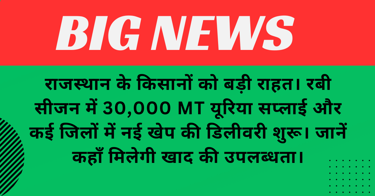 यूरिया संकट खत्म? राजस्थान में 34,000 MT यूरिया जल्द पहुंचेगा, जिलों की लिस्ट देखें