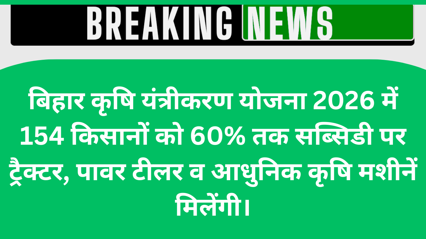 कृषि यंत्रीकरण योजना 2026: 154 गन्ना किसानों को 60% सब्सिडी पर आधुनिक कृषि यंत्र, जानें पूरी प्रक्रिया