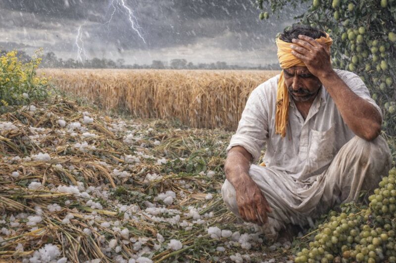 IMD Alert for Farmers: बेमौसम बारिश और ओलावृष्टि से फसलों को भारी नुकसान, गेहूं-सरसों और आम-अंगूर के बागों को क्षति, उत्तर भारत के कई हिस्सों में पिछले 24-48 घंटों में आफत, किसानों में चिंता और मुआवजे की मांग, मौसम विभाग का अलर्ट जारी