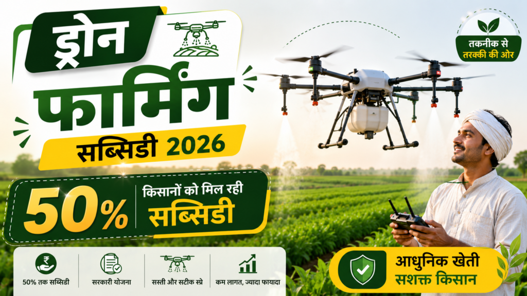 Drone Farming Subsidy 2026 — किसानों को मिल रही 50% सब्सिडी आधुनिक खेती के लिए