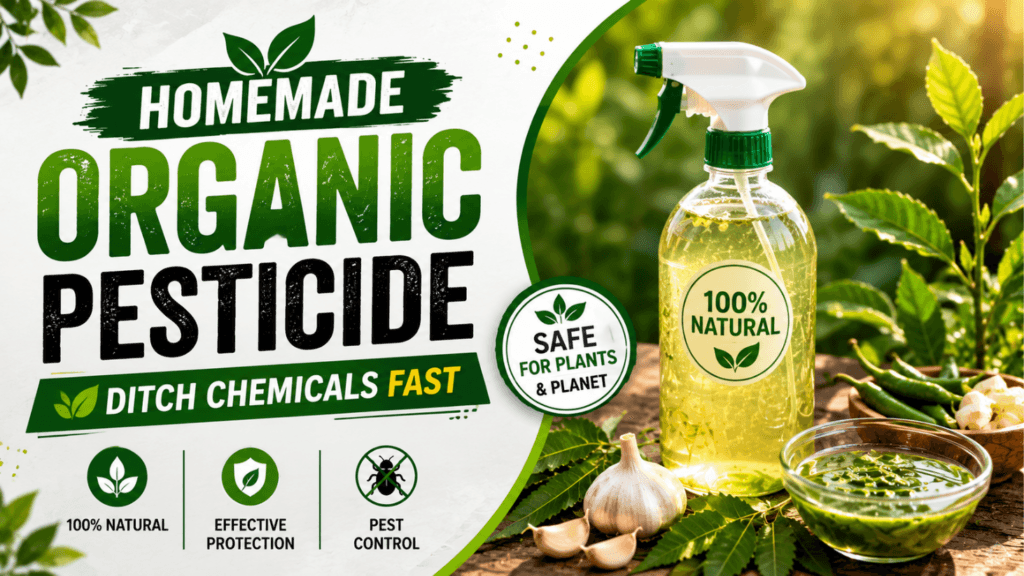 Homemade organic pesticide made with neem and garlic
